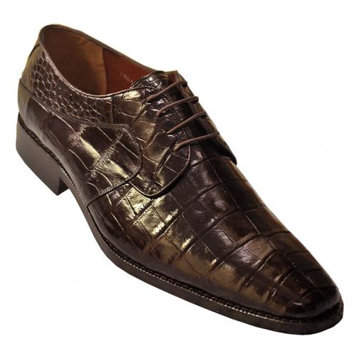 Belvedere "Primo" Chocolate Brown All-Over Genuine Nile Crocodile Shoes 80002