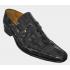 Mauri "M774" Black Genuine Crocodile Loafer Shoes.