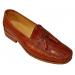 Belvedere "Bari" Cognac Genuine Alligator and Ostrich Skin Loafer Shoes With Tassels R11