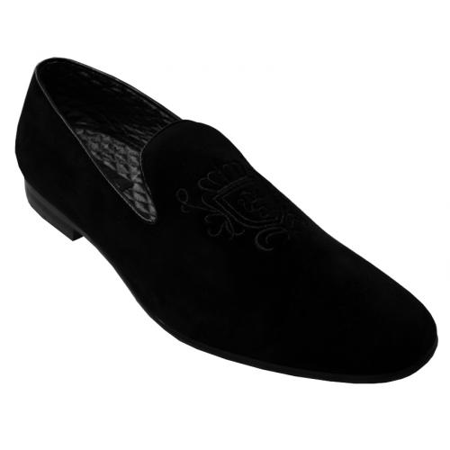 Giorgio Brutini Black Velvet Slip-on Shoes 176031