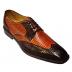 Belvedere "Pergola-L" Cognac / Chocolate Brown Genuine Lizard Oxford Shoes # 1452