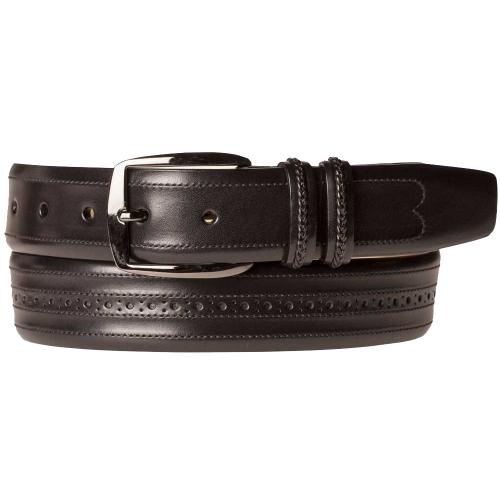 Mezlan Black Genuine Italian Calfskin Belt AO9726