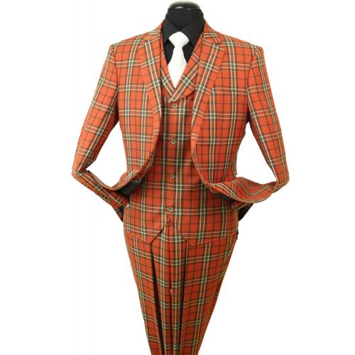 R&B S231-2 Burnt Orange Pinstripes Super 150's Merino Wool Suit