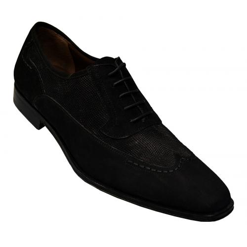 Mezlan Black Suede Wing Tip Oxford Shoes 15583-1