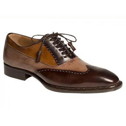 Mezlan "Benoni" Brown Handsome New Wing Tip Spectator Oxford W/ Matching Lace Tassels