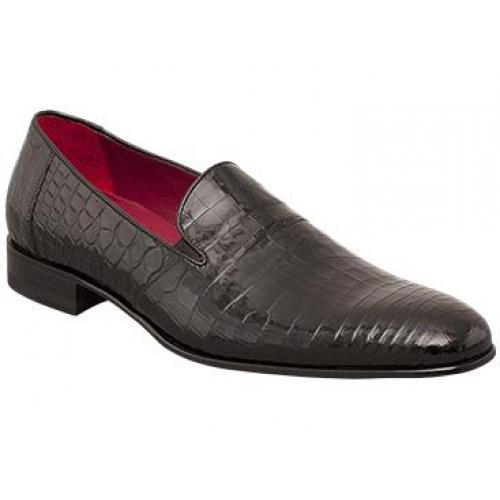 Mezlan "Calvino" Black Genuine Exotic All-Over Alligator Loafer Shoes