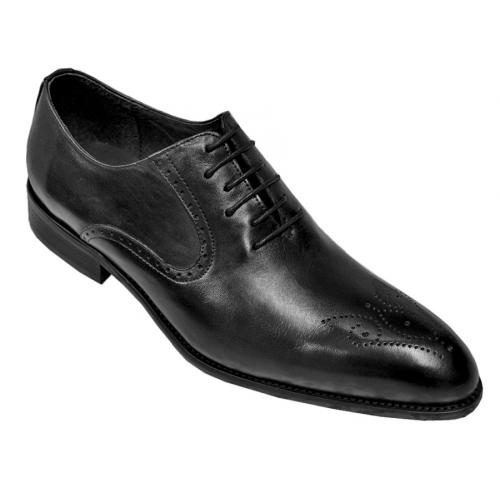 Carrucci Black Genuine Calf Skin Leather Perforation Dress Shoe KS479-01