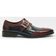 Carrucci Brown / Navy Genuine Calf With Monk Straps Shoes KS099-710.