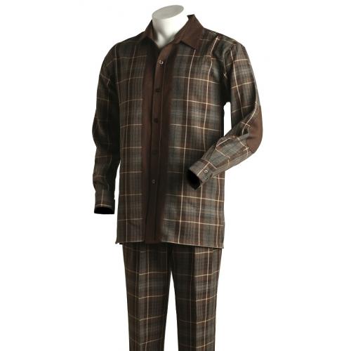Tony Blake Brown / Tan Long Sleeve 2pc Outfit Suit with Elbow Patches LS230