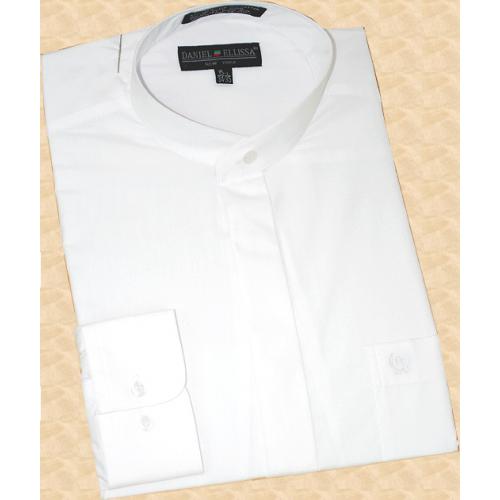Daniel Ellissa White Banded Collar Shirt With Button Cuff DS3001C.