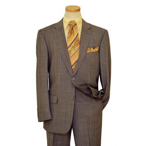 Mantoni Grey / Beige / Black Plaid Design Super 140's 100% Virgin Wool Suit M80827