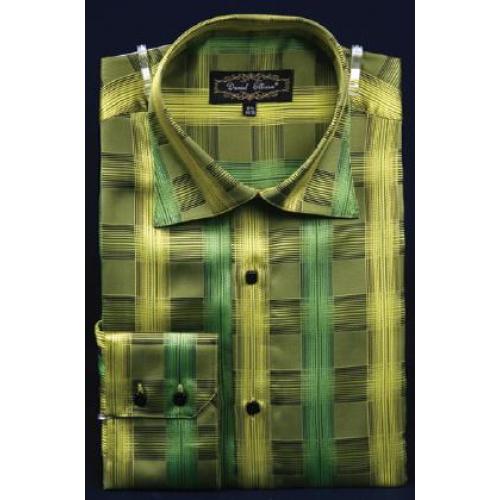 Daniel Ellissa Green Mens Fancy Polyester Shirt With Button Cuff FSS1403