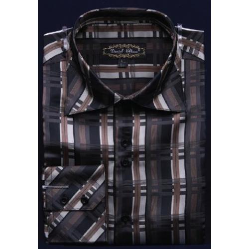 Daniel Ellissa Black Fancy Polyester Shirt With Button Cuff FSS1410
