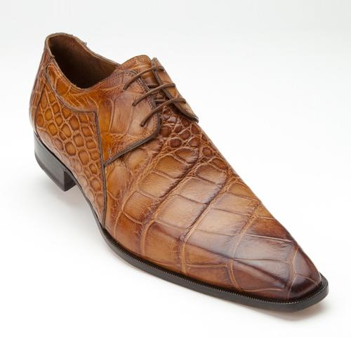 Mauri "Sipario" 1085 Brandy Genuine All-Over Alligator Hand-Painted Oxford Shoes