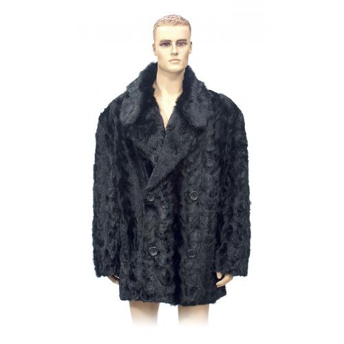 Winter Fur Black Pieces Mink 3/4 Coat With Double Brest M03Q01BK