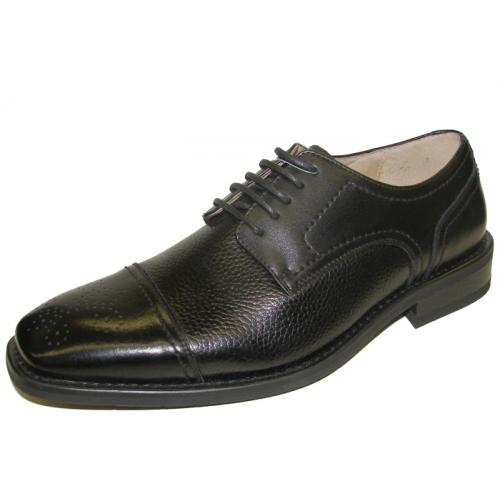 Giorgio Brutini "Marston" Black Genuine Textured Leather Shoes 66050
