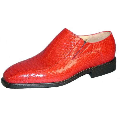 Giorgio Brutini "Felix" Red Genuine Snakeskin Loafer Shoes 15521