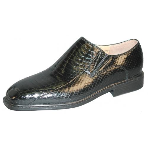 Giorgio Brutini "Felix" Black Genuine Snakeskin Loafer Shoes 15521