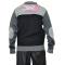 Prestige Black / Grey / Pink Embroidered Design Zip-Up Rayon Blend Knitted Sweater With Elbow Patch KTN-452