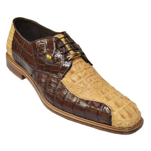 Belvedere "T-Rex" Orix / Chocolate Brown All-Over Genuine Hornback Crocodile Shoes With Eyes
