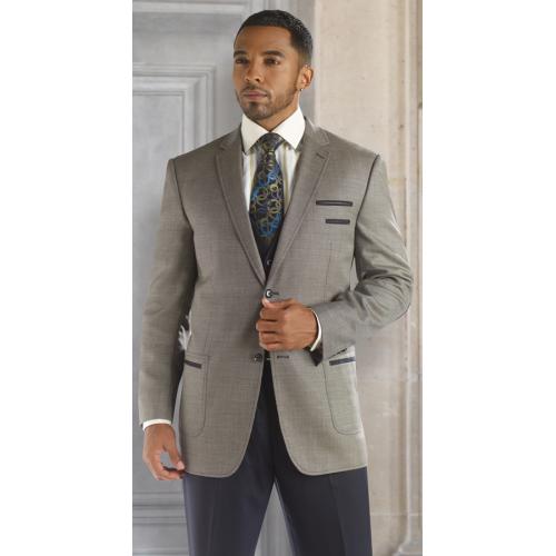 Tayion Collection "Pershing" Olive Stylish Tweed 3 Piece Wool Suit 013