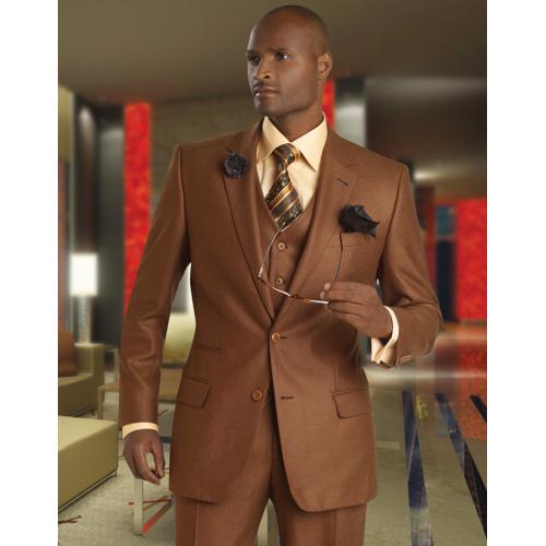 Tayion Collection "Northern" Rust Silk / Wool Wide Leg Vested Suit 019