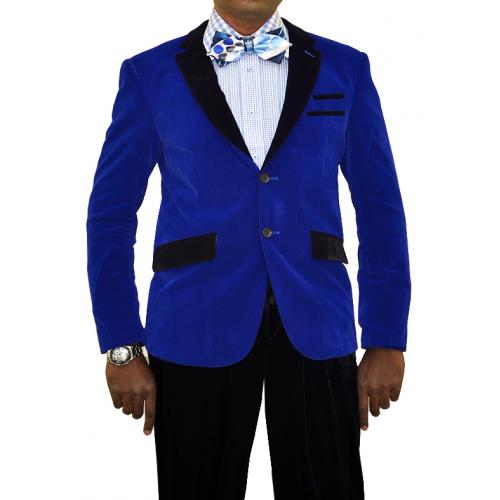 Carmashi Royal Blue / Black Velvet Taylor Fit Blazer B6080