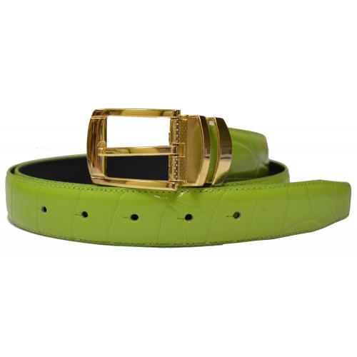 Giorgio Brutini Lime Green Alligator Print Leather Belt GB-102
