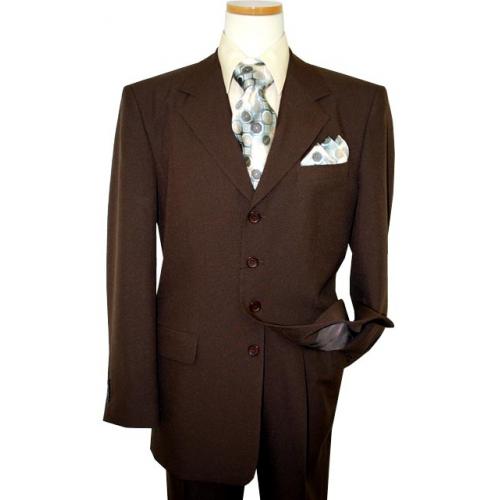 Gianni Vironi Solid Brown Super 100's 100% Fine Polyester Suit 2005
