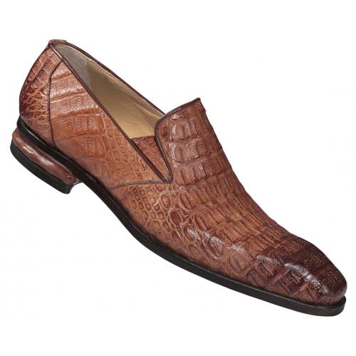 Mauri "Amber" 4673 Cognac Genuine Hornback Alligator Hand Painted Shoes