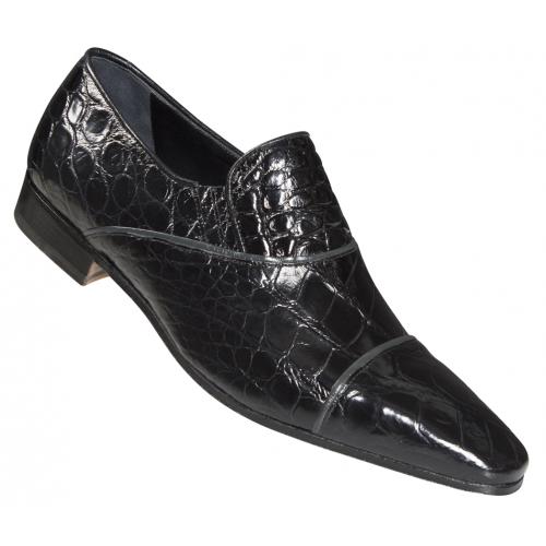 Mauri  "4618" Black Genuine All Over Alligator Dressy Shoes