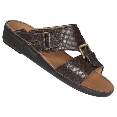 Mauri  "1791" Dark Brown Genuine Python Platform Sandals
