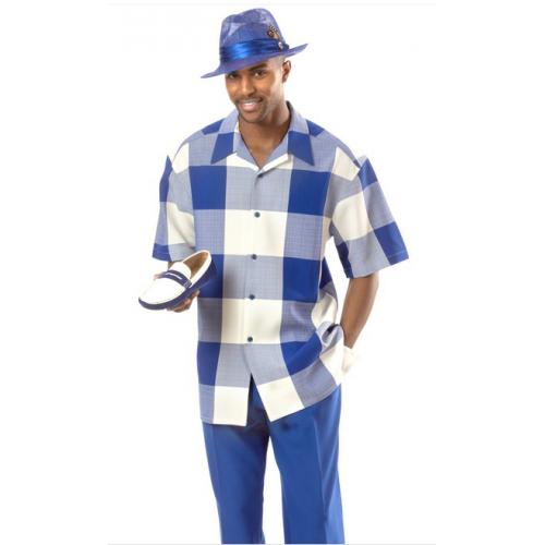 Montique Cobalt / Royal Blue / White Checkerboard 2 Piece Outfit 141