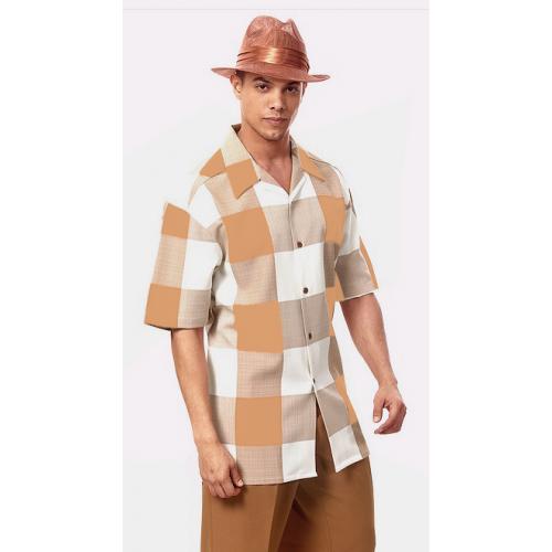 Montique Straw / Khaki / Cream Checkerboard 2 Piece Outfit 141
