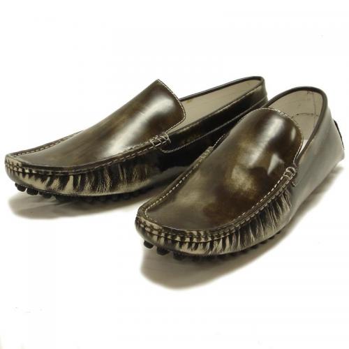 Encore By Fiesso Grey Genuine Leather Loafer Shoes FI3006