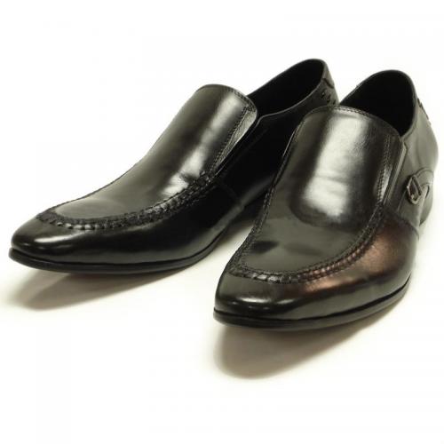 Encore By Fiesso Black Genuine Leather Loafer Shoes FI3043