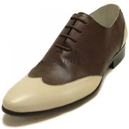 Encore By Fiesso Brown / Beige Wingtip Genuine Leather Shoes FI3046