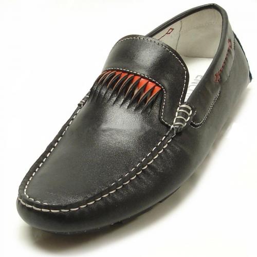 Encore By Fiesso Black Genuine Leather Loafer Shoes FI3085
