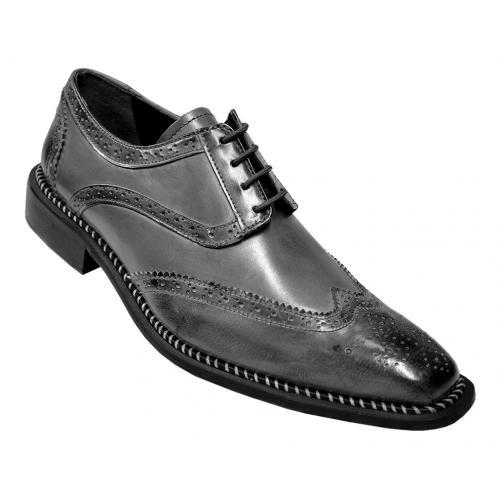 Liberty Grey Genuine Calf-Skin Wingtip Shoes 827