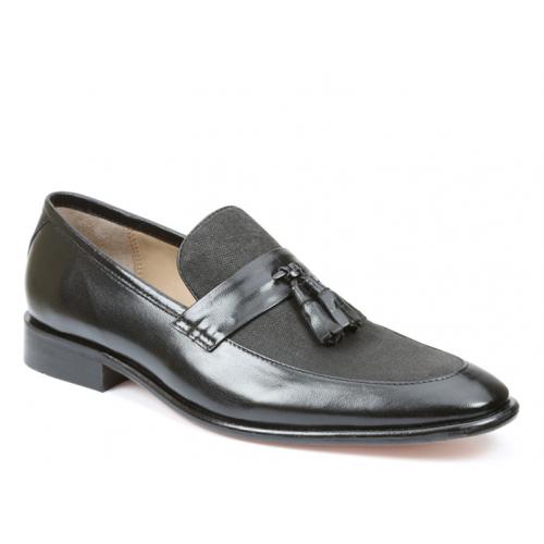 Giorgio Brutini "Mccord" Black / Gray Genuine Leather Loafer Shoes 25004