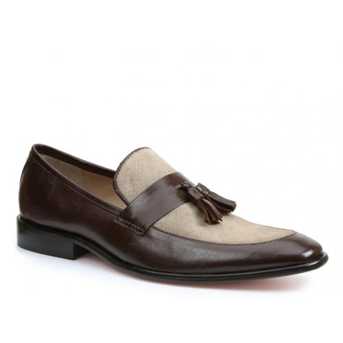 Giorgio Brutini "Mccord" Brown / Natural Genuine Leather Loafer Shoes 25004.