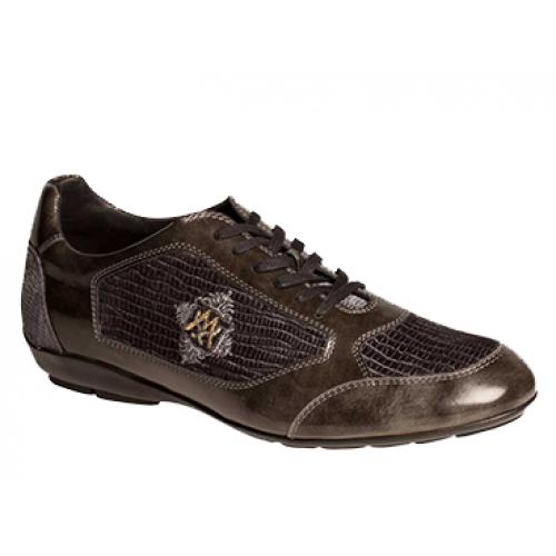 Mezlan "Lope" 5838 Grey Genuine Textured Embroidered Velvet Calfskin Shoes