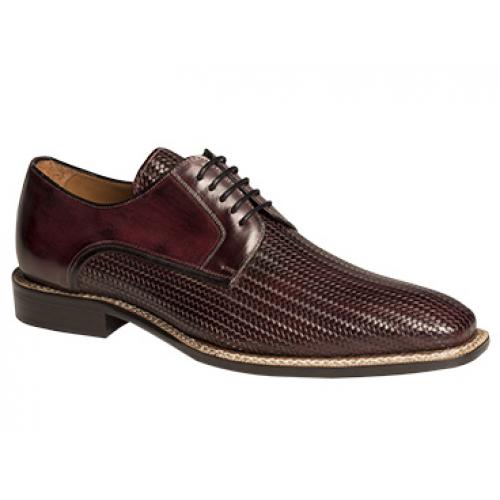 Mezlan "Tilman" 5868 Burgundy Genuine Burnished Embossed Textured Calfskin Oxford Shoes