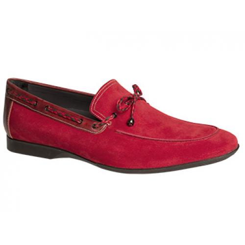 Mezlan "Campin" 5897 Red Genuine Fuji Suede With Calfskin Loafer Shoes
