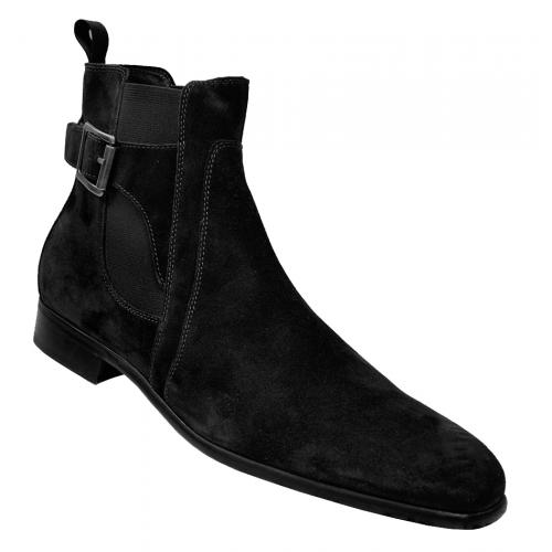 Calzoleria Toscana "Ancona" Black Genuine Suede Leather Ankle Boots 1112