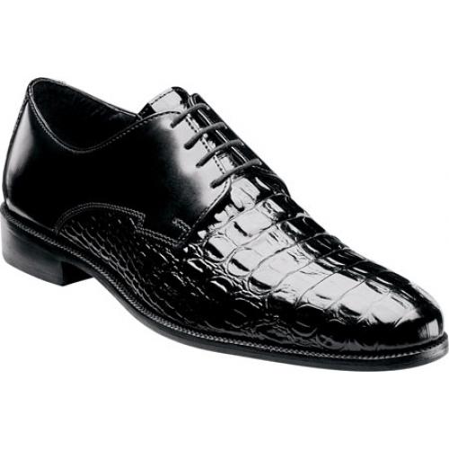 Stacy Adams "Florio" Black Hornback Crocodile Print Shoes 24935-001