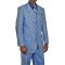 Silversilk Slate Blue / White Woven Abstract Design Coated Linen Casual Vested Suit With Navy Microsuede Elbow Patches 7223JVP
