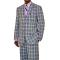 Inserch Grey with Lavender and White Double Windowpanes 100% Linen Vested Suit 660122B