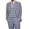 Inserch Grey with Lavender and White Double Windowpanes 100% Linen Vested Suit 660122B