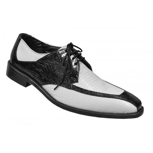 Stacy Adams "Genoa" Black Ostrich / White Lizard Print Shoes 24937-111